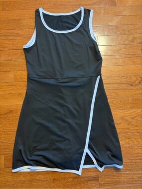 Black Tank Dress with white Trim - Women
